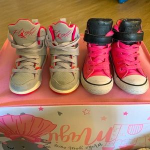 Grey and Pink Nike Flights & pink & black high top converses